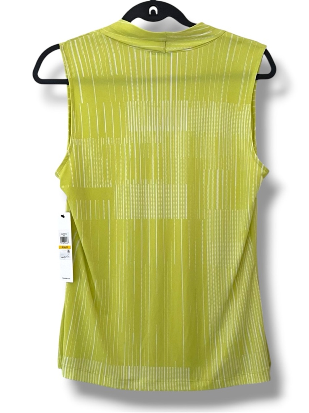 Calvin Klein Women's Pleated Geometric Striped V-Neck Top Size: Med - Picture 3 of 6